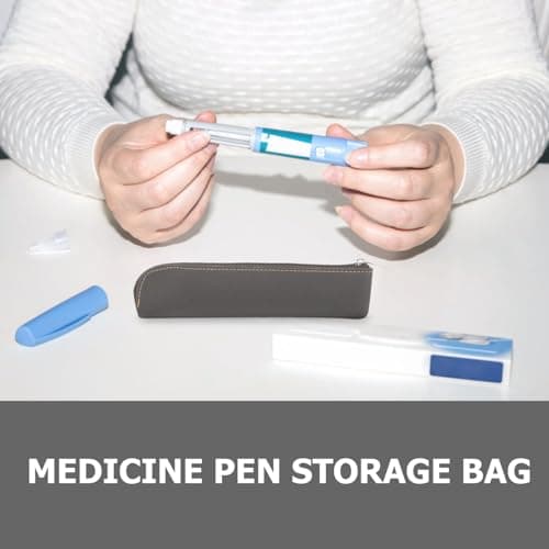 Healeved Insulin Pen Carrying Case, Leather Insulin Cooler Bags Pen Carrier Pouch Zipper Diabetic Medicine Storage Bag Case Protector Supplies (Black) — view 5