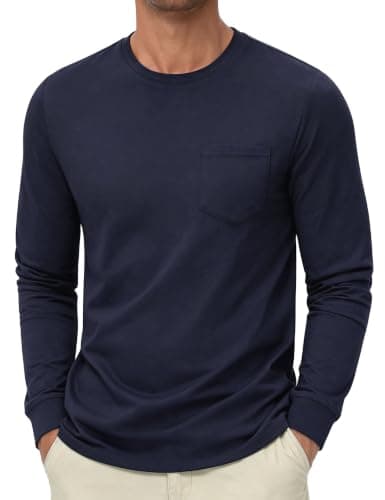 iClosam Mens Thermal T Shirts Long Sleeve Fleece Lined Crew Neck Pocket Tee