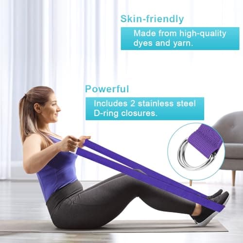 Flintronic Yoga Strap, Yoga Strap, 1 x 1.85 m Yoga Strap, Stretching Yoga Band with D-Ring, 100% Cotton, Yoga Accessories, Fitness Stretch Strap for Beginners and Advanced Users for Yoga, Pilates — view 5