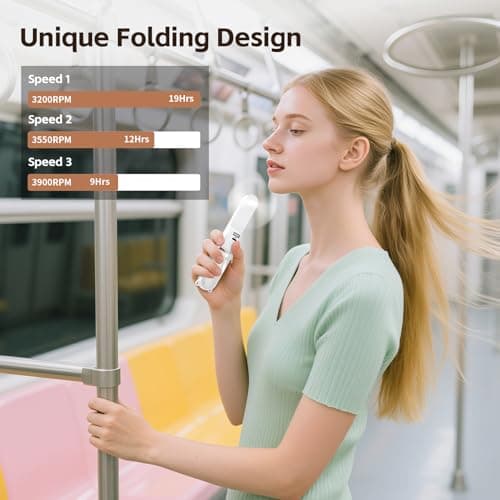 Morelax Portable Fan, Mini Handheld Fan with Power Bank, Cute USB Rechargeable Pocket Fan, Foldable Small Cooling Fan with LED Light, Personal Travel Fan,Summer,Beach Essentials,Summer Gift for Women — view 6