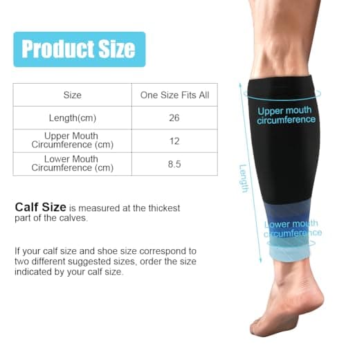 ACWOO Calf Support Compression Sleeves for Women Men, 1 Pair 15-21mmHg Class 1 Shin Splints Brace Support for Torn Muscle Pain Relief, Cramps, Sprains, Footless Leg Socks for Running Sports Flight — view 3
