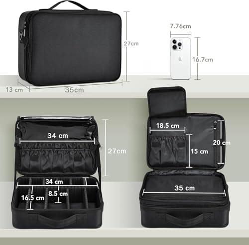 Large Oxford Fabric Professional Makeup Bag with Removable Back Strap — view 6
