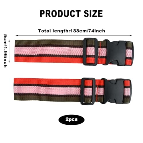 Heavy Duty Luggage Straps for Suitcases Packing Belts Travel Accessories Adjustable Bag Strap 2 Pack (Tri-colour) — view 2