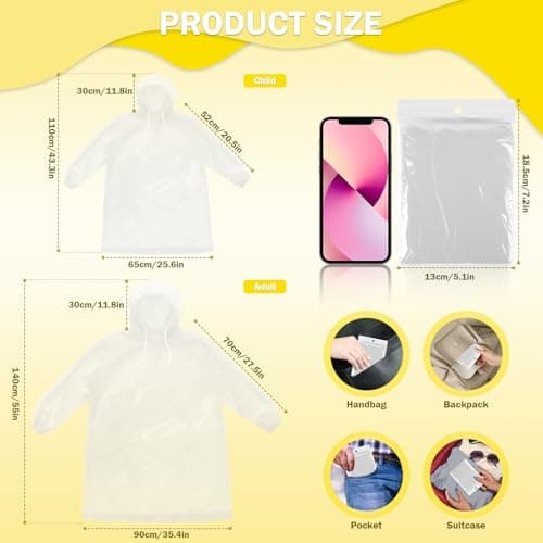 JuanYi Disposable Rain Ponchos for Family 4 Pack Thicker Waterproof Ponchos — view 3