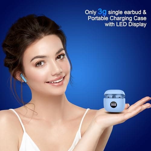 Jxrev Wireless Earbuds, Bluetooth 5.4 Headphones in Ear with 4 ENC Noise Cancelling Mic, 40H Playtime Earphones with HiFi Stereo Deep Bass, Wireless Headphones IP7 Waterproof, USB-C, Sky Blue — view 6