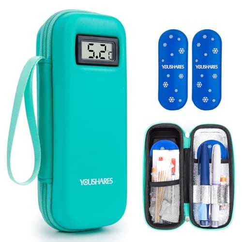 YOUSHARES Monjaro Travel Case with Temperature Display - Insulin Cooler Travel Case with 2 Ice Packs TSA Approved, Refrigerated Medicine Cool Bag for GLP-1 Pens, Diabetes Supplies Organizer Flight