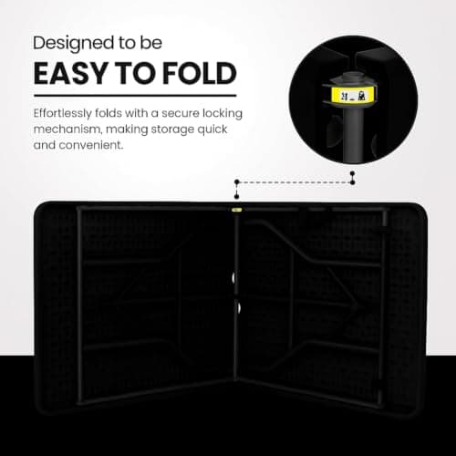 SAKUSEI Rectangle Folding Heavy Duty 6ft Table (Black, 2 Pack) — view 4