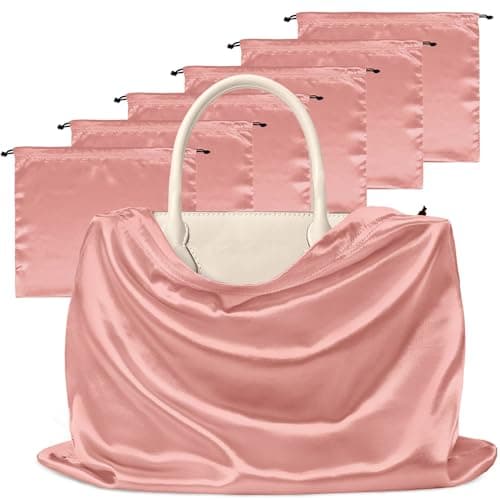 Manyshofu 7 Pcak Satin Dust Bags for Shoe Handbags Storage, Rose Gold, 19.6 x 15.7, Sotrage