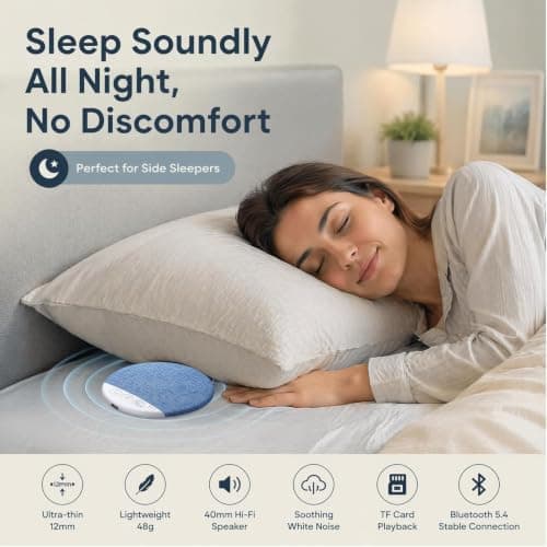 Slim Pillow Speaker with White Noise, Sleep Headphones for Side Sleepers — view 3
