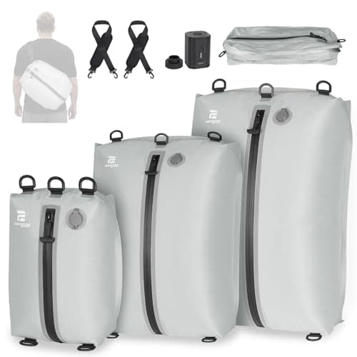 ESCRODOI 3-Size Set Vacuum Bags for Travel with Pump,Reusable,Grey White