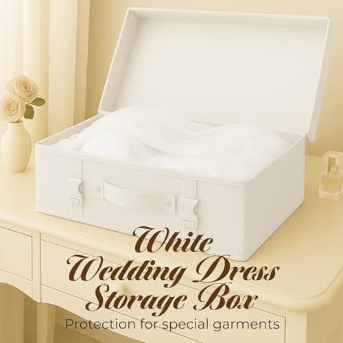 HANGERWORLD Medium White Wedding Bridal Dress Gown Storage Travel Carry Case Box with Handles — view 2