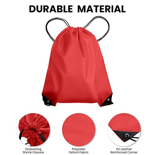 AKHTART Drawstring Bags, Unisex Swimming Bag, Large PE Bag, Sports Backpack, Waterproof Gym Sack - Suitable for School/Beach/Holidays/Travel/Swimming and Various Activities (Red) — view 4