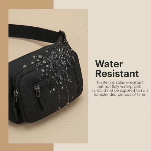 Bumbag Waist Bag Women Ladies Men Waterproof Running Fanny Pack Adjustable Bum Bag with Multi Pockets for Travel Hiking Dog Walking Cycling Camping (Black) — view 5