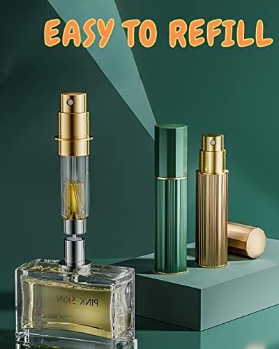 VVGAOGES Perfume Atomiser,Refillable Empty Perfume Spray,Portable Perfume Dispenser,Mini Perfume Bottles Empty for Travel 5ml(Gold) — view 2