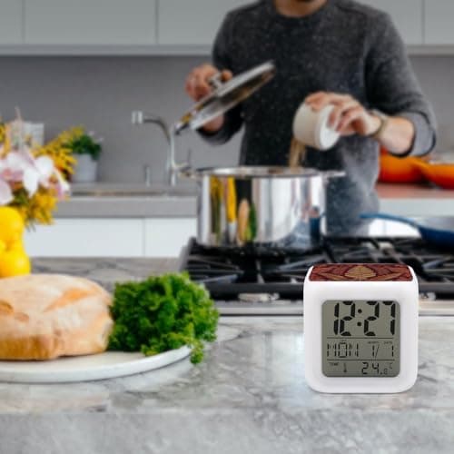 Rkklvbns Maroon Gold Pattern 7 Color Changing Alarm Clocks, Digital Clocks — view 6