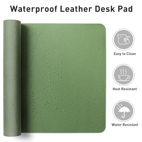 Aothia PU Leather Desk Mat,Large Mouse Mat, 80 x 40 cm, Olive Green — view 5