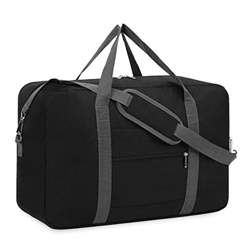 Narwey for Easyjet Cabin Bag 45x36x20 New Easyjet Underseat Foldable Travel Duffel Hospital Bag Holdall Tote Carry on Luggage Overnight Weekend Bags for Women and Men 30L(Black (with Shoulder Strap))