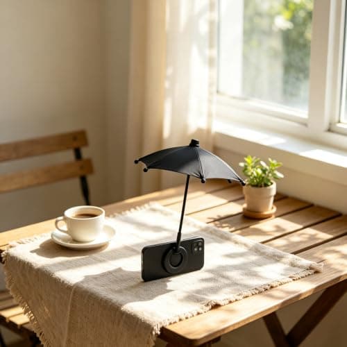SOIMISS Mini Umbrella for Phone Shade Magnetic Black Folding Sunshade — view 5