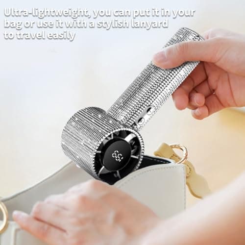 Diamond Portable Fan, Portable Handheld Turbo Fans, 100-Speed Adjustable Mini Turbo Fan, 1800mAh Mini Handheld Fan Rechargeable Quiet Desk with LED Display, For Travel Office Outdoor Gift (Silver) — view 4