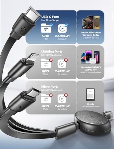LISEN 3 in 1 Multi Charger Cable Retractable USB to C/Lighting/Micro Cable — view 3