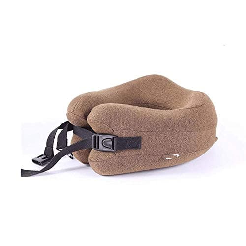 Adwnjsw Neck Pillow Sleep Kit - 100% Memory Foam Travel Pillow, Compact Carry Bag, U-Shaped Airplane Car Flight Pillow, Breathable and Comfortable 360-Degree Head Support (Color : Blue) (Brown)