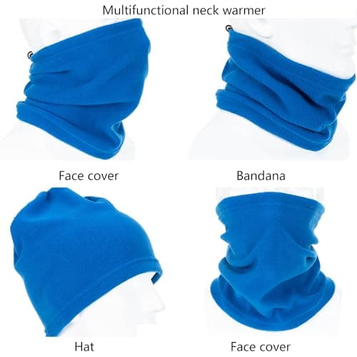 Zollen 4/3/1 Pack Neck Warmer Snood for Men Women Unisex Fleece Winter Neck Gaiter Windproof Bandana Adjustable Face Covering Scarf for Skiing Motorcycle Outdoor Sports Running Cycling — view 4