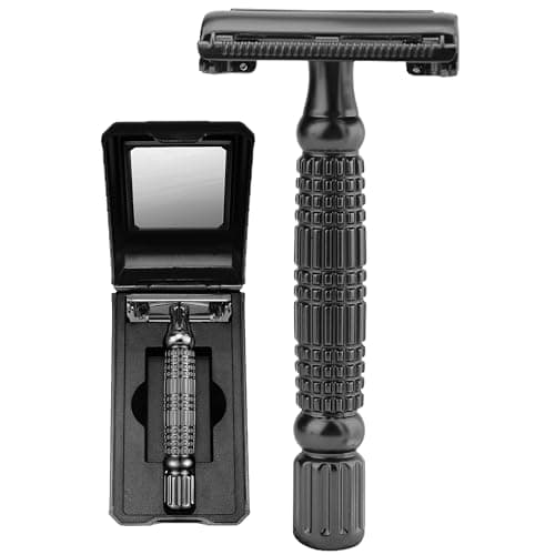BAILI Butterfly Double Edge Safety Razor Reusable Manual Rust-proof Stainless DE Wet Shaving for Men Women with Mirrored Travel Case BD175C