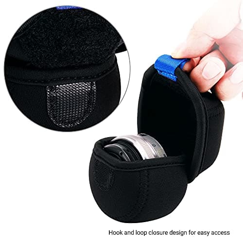 JJC Mirrorless Lens Pouch Bag Protective Case for Canon Fuji Olympus Nikon Lenses, Soft Neoprene Water Resistant Travel Carry Camera Lens Wrap with Carabiner (Interior Size 2.4" x 1.6") — view 6