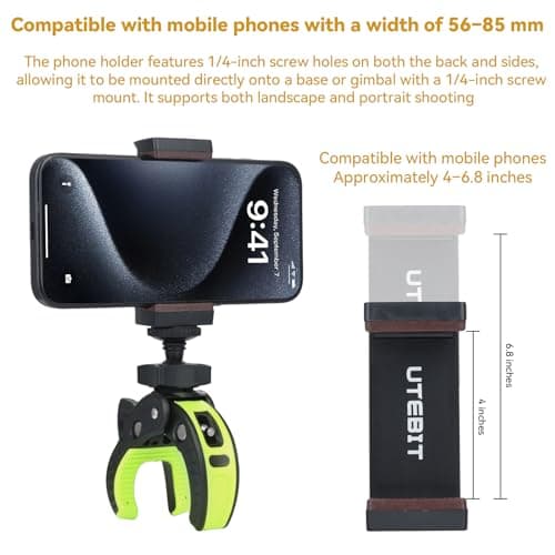 UTEBIT Motorcycle Phone Holder, Aluminium Alloy Max Opening 45mm — view 4
