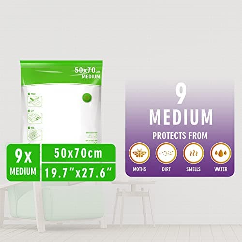 STORAGE MASTER Space Saver Bags for Travel and Home Reusable Vacuum Storage Bags Save 80% More Storage Space Work with Vacuum Cleaner (9 Medium, No Pump Included) — view 2