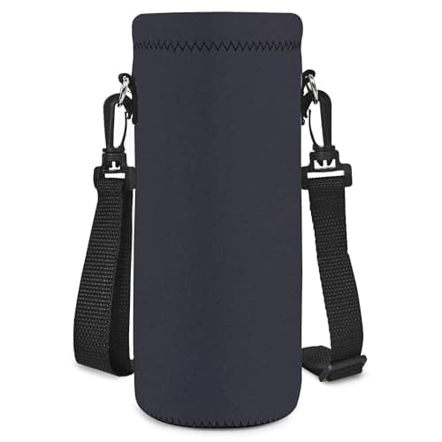 Hnycsir 1L/1000ML Neoprene Water Bottle Bag Carrier, Portable Insulated Sling Holder Case Pouch with Adjustable Shoulder Strap for Men Women Travel,Hiking,Walking,Outdoor Activities (Dark Gray)