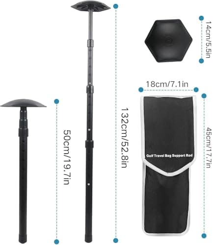 MaxEarn Golf Travel Bag Support Rod, 20-25 Inch 5 Positions, 4 Section Adjustable Aluminum Alloy Telescoping, Anti-Impact Golf Support System, Portable Golf Club Stiff Arm Protector Accessories — view 2