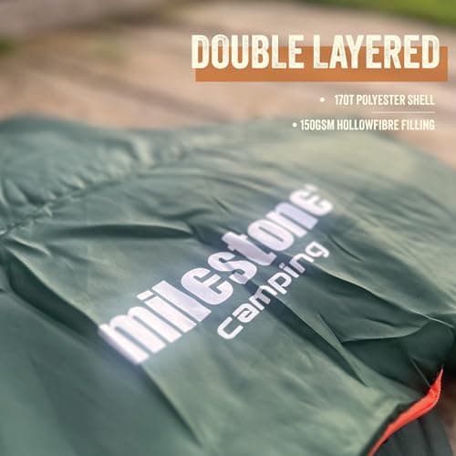 Milestone Camping Rectangular Sleeping Bag/Insulated 2 Season for Camping, Hiking, Festivals, Outdoors/Includes Carry Sack / 170cm x 75cm — view 4