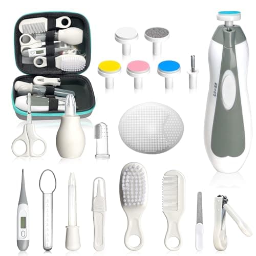 Baby Health and Care Kit, Portable Baby Safety Care Kit, Baby Essentials Kit for Newborns (Grey-White, 20-in-1)