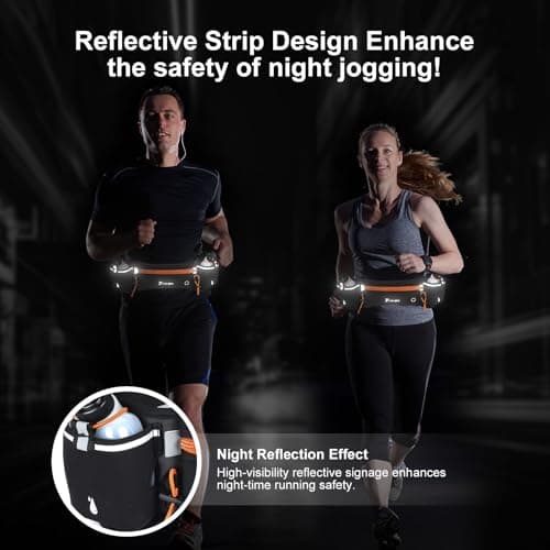 Running Belt with Water Bottles (2 x 175ML), Hydration Belt for Men and Women, Water Bottle Holder Running Pouch Belt, Fanny Pack Fits 7 inches Phones, Waist Pack for Running Hiking Climbing (Orange) — view 5