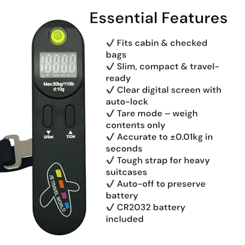 Digital Travel Scale 50kg Portable Handheld Luggage Weigher with Tare Auto Lock Overload Alert Lightweight Accurate Suitcase Scale for Airport and Holiday by JB Travel World — view 2