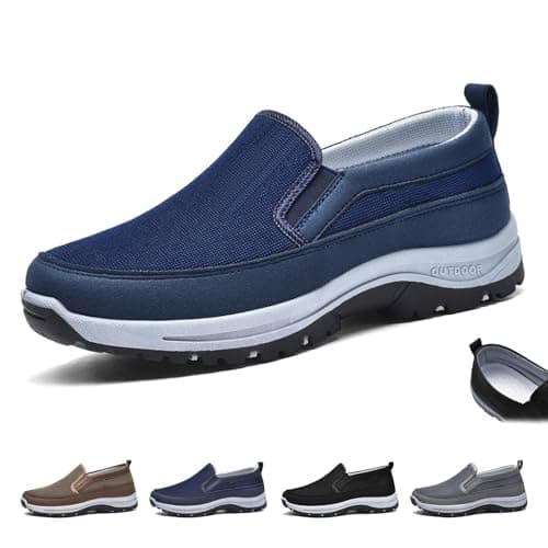 Breathable Orthopedic Travel Plimsolls, CNA Trop Shoes for Men, Orthowalkway Mens Shoes Lightweight Non Slip Comfortable Casual Walking Boat Shoes(Blue,10 UK)