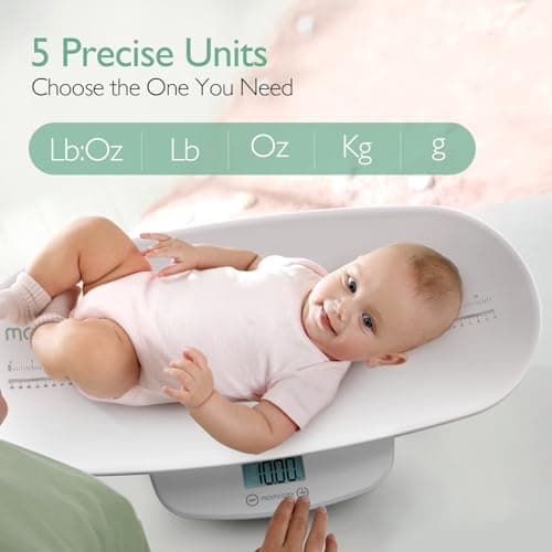 Momcozy Baby Scale, Weight, Height and Weighted Feeds, Removable Tray — view 3
