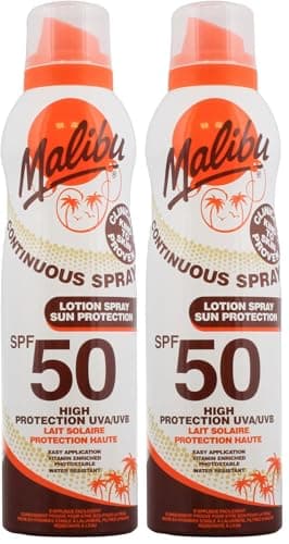 Malibu Sun SPF 30 Continuous Lotion Spray Sunscreen, High Protection, Vitamin Enriched Moisturising Sun Cream, Water Resistant, 175ml (Pack of 2)
