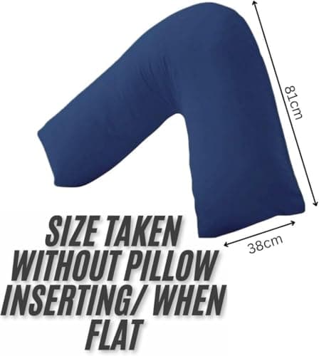 Nutra Nerd V Shaped Pillowcase Cover - 100% Polycotton V pillowcase cover - Neck & Back Support Orthopaedic Pregnancy Nursing V shape Pillow case cover only | Envelope Closure (Navy Blue) — view 2