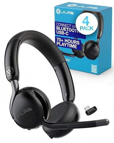 JLab Go Work 3 Office Wireless Headset with Microphone - Bluetooth, 4 Pack