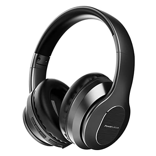 PowerLocus Wireless Bluetooth Headphones, Over The Ear Headphone with Microphone, Foldable with Carry Case, Hi-Fi Stereo Sound, Long Battery Playtime for Phones/Tablets/PC (Black Metal)