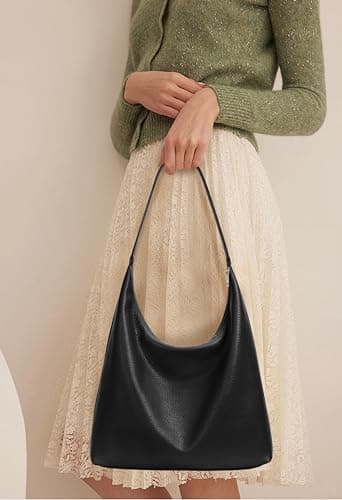 KALIDI Vegan Leather Tote Bag Women Hobo Zipper Shoulder Handbag Slouchy — view 3