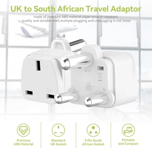 2-PACK UK to South Africa Plug Adapter,UK to South Africa Travel Adapter — view 3
