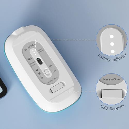 Uiosmuph Q5 Wireless Mouse, Silent Rechargeable Mice for Laptop, Slim- Blue — view 5