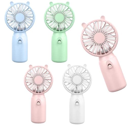 dididudi 4Pack Portable Handheld Fan, Mini Personal Fan with Cute Bear Ears, Lightweight Pocket Fan for Travel, Office, Outdoor,Commute,Makeup 4 Colours Available