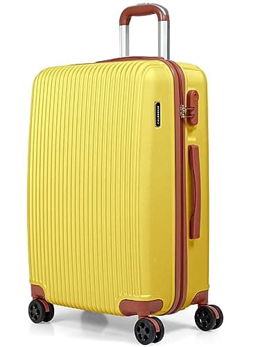CALDARIUS Hardshell Luggage | Durable Suitcases | Lightweight & Secure with Combination Lock | Smooth 4 Dual Spinner Wheels | Ideal Travel Bag & Luggage Sets (Yellow, Medium 24")