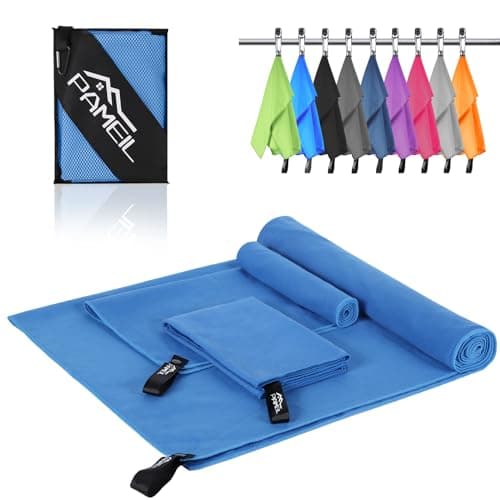 Pameil Microfiber Towel Set 3-Pack Quick Dry Travel Gym (Light blue)