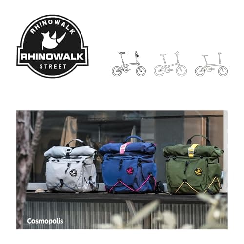 Front Bag for Brompton Bike 17L Roll Top Cycling Bag with Frame, Folding Bike Carrier with Shoulder Strap, Helmet Storage, for Travel Commuter Bicycle,Backpack (Requires Mounting Block)-Grey — view 4