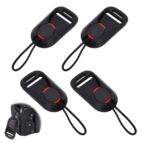 4 Pack Camera Strap Quick Release Buckles, Black Universal Camera Neck Shoulder Strap Rapid Connectors, Durable Plastic & Nylon Quick Release Loops Clips, Fits Straps Up to 20mm Wide for Most Cameras